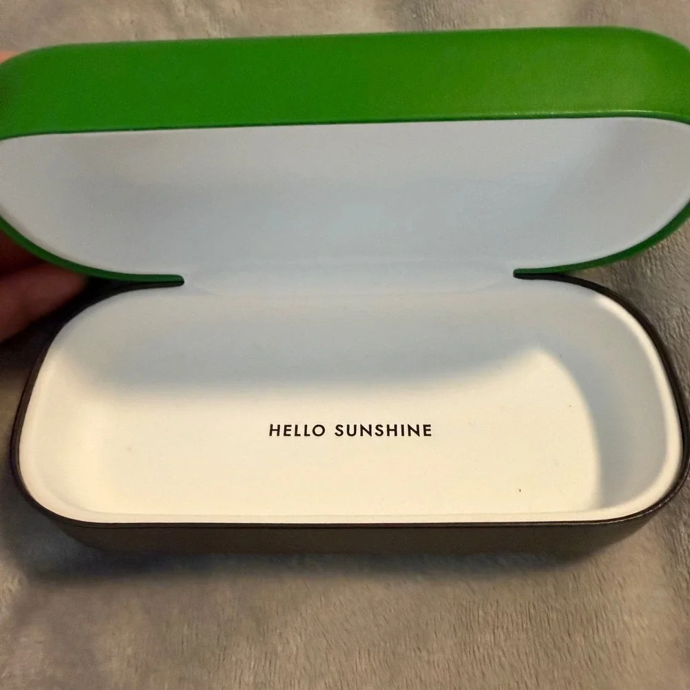 Kate‎ Spade New York Eyeglass CASE Green Hello Sunshine Hard Clamshell